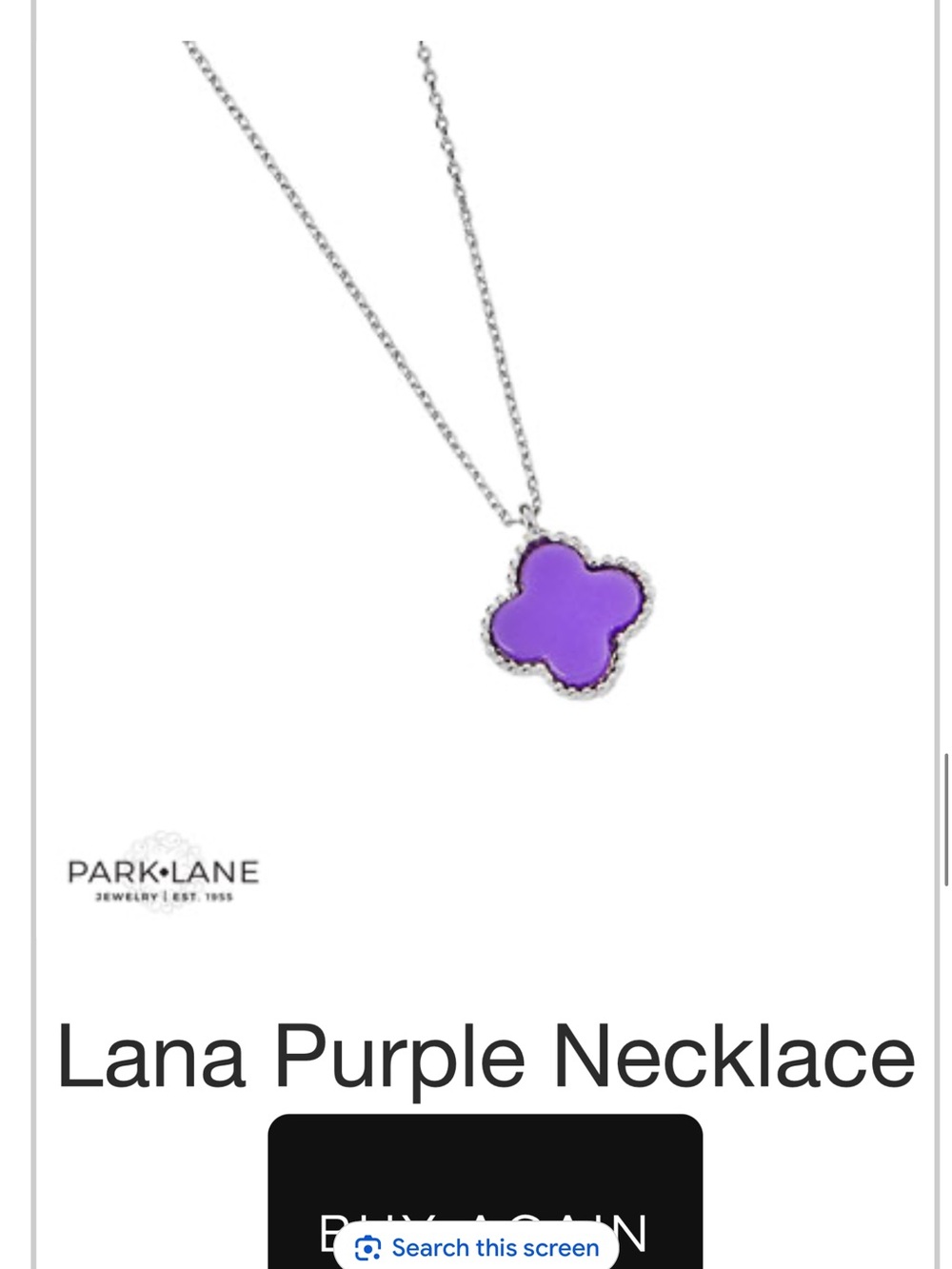Park Lane Purple Clover Pendant Necklace Lana